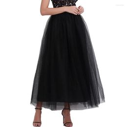 Skirts Puffy Tulle Pleated Long Women Floor Length Vintage Maxi Skirt Party Solid 2022 Summer Faldas Longas