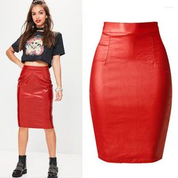 Skirts 2022 Fashion Women Skirt Sexy For High Waist Buttock Casual Back Zipper Pencil Black OL PU Leather