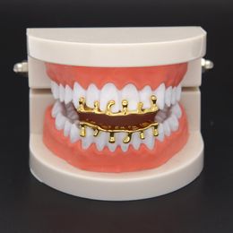 drip grillz Canada - Hip Hop Gold Teeth Grillz Drip 8 Teeth Grills Dental Cosplay Bottom Lower Tooth Caps Rapper Mouth Jewelry Party Gift267D