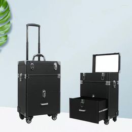 Suitcases 2022 Women Large Capacity Trolley Cosmetic Case Nails Makeup Toolbox Beauty Box With Wheel Rolling Luggage