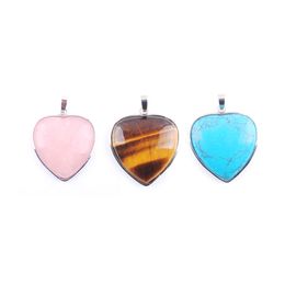 2022 New Natural Love Heart Semi-precious Stones Pendant For Make DIY Trendy Necklace Size 32x35mm BN318