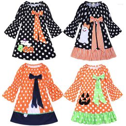 Girl Dresses Children Halloween Costume Baby Girls Pumpkin Ghost Polka Dot Dress Kids Party 0 To 5 Years Old