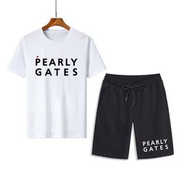 Men's Tracksuits Men's Sets Summer Pearly Gates Short Sleeve Suits Solid T-Shirts And Shorts Casual Streetwear Shirts Male Sports Clothing S-3XL 220914