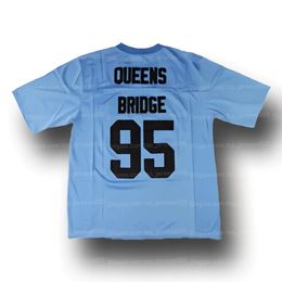 Custom Movie Queens Bridge #95 Football Jerseys All Stitched Blue Any Names Number Size S-4XL