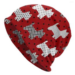 Berets Westies Polka Dot Cartoon Pattern Bonnet Street Knitting Hat For Men Warm Winter West Highland White Terrier Dog Beanies Caps