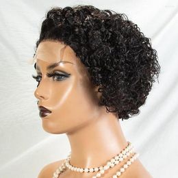 Luvin Curly Short Bob Wig 5x1 Transparent Lace Frontal Wigs 250 Density Pixie Cut Closure Human Hair For Women Remy