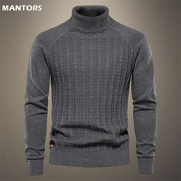 Mens Sweaters Autumn Winter Turtleneck Pullover Men Solid Colour knit Business Casual Warm 220914