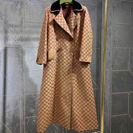 Brand Women's Trench Coats Fashion-Womens Long Cloak Women Mature Coats Trench Jacket Fashion Letters Printing Long Coat Girls Casual Windproof 2022