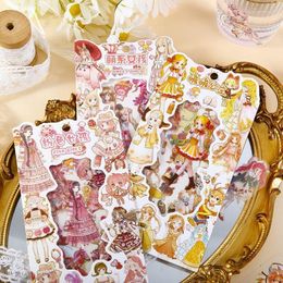 Gift Wrap 4pcs/Bag Pretty Cartoon Girl Die Cut PET Stickers DIY For Scrapbooking Po Journal Phone Case Waterproof Label