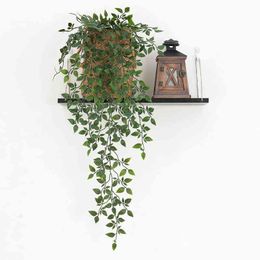 Faux Floral Greenery 85Cm Plastic Artificial Green Plants Vine Wall Hanging Rattan Persian Grass Fake Flower Home Balcony Garden Decor Props Arrange J220906