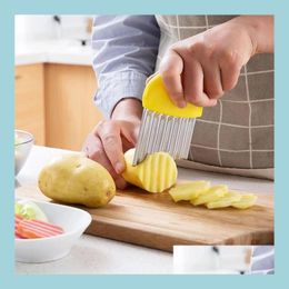 Fruit Vegetable Tools Stainless Steel Potato Slicer Wavy Cutter Mti-Function Knife Cut French Fries Kitchen Gadgets Vegetable Tools Dhwwu