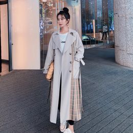 Women's Trench Coats Women's Windbreaker Korean Loose Plus Size Double-breasted Thin Long Ladies Cloak Spring Colour Matching Coat