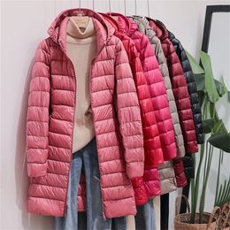 Women's Down Parkas SEDUTMO Winter Womens Down Jackets Long Ultra Light Thin Casual Coat Puffer Jacket Slim Remove Hooded Parka ED1275 220913