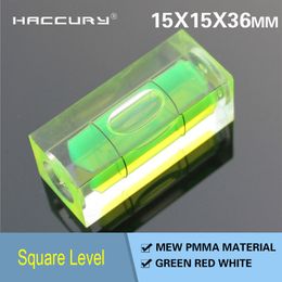 50Pcs/Lot HACCURY Small bubble level spirit Acrylic Square Level Measuring Instrument for Frame TV Size 15x15x36mm