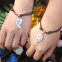 Charm Bracelets Friends Bracelet 2 Pcs/Set Adjustable Rope Chain For Girls Or Boy Heart Shape Metal Variety Pendant Gifts 2022