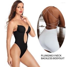 Women's Shapers Women Plunging V Neck Body Shaper Backless Bodysuit Shapewear Seamless U Plunge Bridal Thong