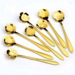 Flatware Sets 10pcs High Quality Gold-plated Stainless Steel Tableware Coffee Spoon Stir Jelly Dessert Set