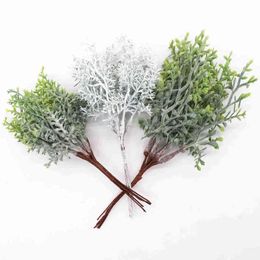 floral diy NZ - Faux Floral Greenery 6Pcs Artificial Plants Fake Grass Artificial Flowers For Home Garland Diy Scrapbooking Wedding Christmas Decoration J220906