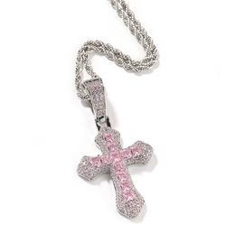 Hip Hop Ice Full Diamond Inlaid Cross Pendant Necklace Fashion Shining Men's And Women's Necklace Jewellery Engagement Party Gift