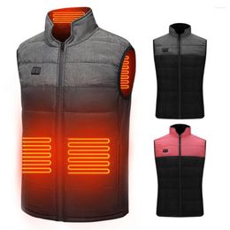 Men's Down Sleeveless Stand Collar Unisex Waistcoat USB Heated Thicken Warm Double Switch 4 Heating Areas Winter Thermal Clothing