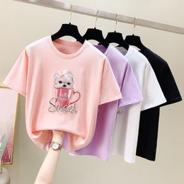 Women's T Shirts Women's T-Shirt Gkfnmt Summer Shirt Women Korean Fashion White Tshirt Short Sleeve Animal Tee Femme 2022 Girls Tops