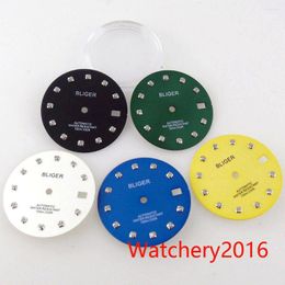 Watch Repair Kits 29mm Logo Black Green Yellow Sterile Dial Hand Luminous Fit NH35 Movement Model Date Window