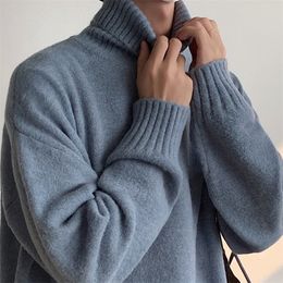 Mens Sweaters Knitting Jumper Mens Turtleneck Long Sleeve Loose Sweaters Autumn Winter Warm Knit Tops For Men Fashion Solid Sweater Streetwear 220914