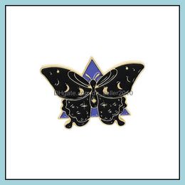 Pins Brooches Customized Butterfly Bk Enamel Pins Starry Sky Moon Creativity Jewelry Hard Brooches Women Brooch 1165 D3 Drop Delivery Dhhra