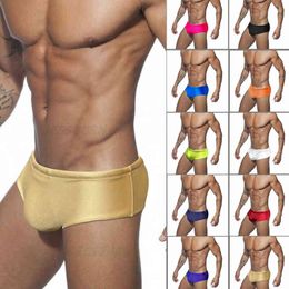 Men's Swimwear Men Swimming Solid Colour Boxer Briefs Swimming Shorts Shiny Fashion Sexy Low Waist Boxer Briefs Anticlumsy Beach Swimwear J220913