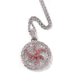 Hip Hop Necklace Micro Paved Zircon Big Size Round Necklace Pendant Silver Plated Rock Rapper Jewellery