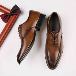 men Dress Shoes Business Leather Men's British Style Youth Office Gentlemen's Oxford 220914
