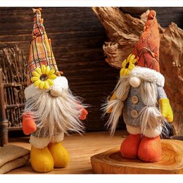 Christmas Decorations Fall Gnome Pumpkin Sunflower Swedish Elf Dwarf Plush Ornaments for Home Christmas Autumn Thanksgiving Decor 220914