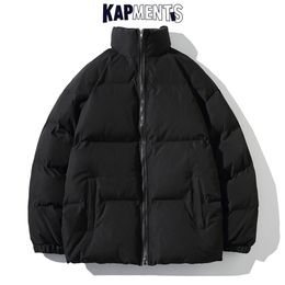 Mens Down Parkas KAPMENTS Men Harajuku Solid Warm Puffer Jacket Parka Mens Japanese Streetwear Winter Jacket Male Korean Fashion Bubble Coat 220914