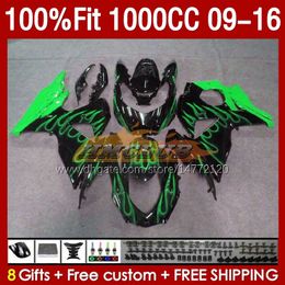 Injection Mould Fairings For SUZUKI GSXR 1000 CC GSXR-1000 K9 151No.190 GSXR1000 2009 2010 2011 2012 2013 2014 2015 2016 1000CC 09 10 11 12 13 14 15 16 Fairing green flames