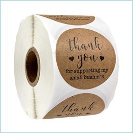 Adhesive Stickers 500Pcs/Roll Thank You For Supporting My Small Business Stickers Seal Label Christmas Sealing Stationery Sticker Sto Dhplh