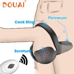 Cockrings Sexy Toys Cockring for Men Testicle Massager Vibrator Penis Cock Ring on for Man Delay Ejaculation Penisring Sex Toys for Men 18 220914