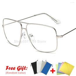 Sunglasses Frames Original Fashion Oculos Metal Oversized Square Eye Glasses Frame Women Vintage Ladies Men Transparent Eyewear 2022