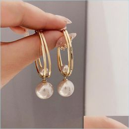 Dangle Chandelier Vintage Charmming Korean Fashion Pearl Earrings For Women Hoop Ellipse Knotted Dangle Drop Jewellery Gift 1385 D3 De Dhbzz