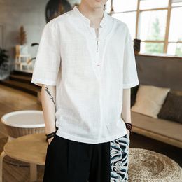 Ethnic Clothing 5xl 115kg Large Size Cotton Linen Flax Blouse Traditional Chinese Shanghai Maleoriental Mandarin Collar T Shirts