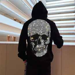 Men's Hoodies Sweatshirts Brand Warm Thick Sweatshirt HipHop Loose Characteristic Personality Skull Pullover Luxury Hoodie 220915