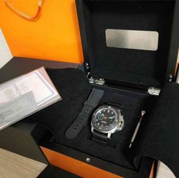 Фабрика роскошных часов продает 47 мм черный резиновый ремешок с черным лицом Super p Механические автоматические часы Модные мужские часы с Origina 02o3
