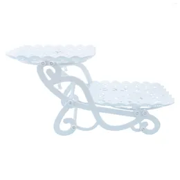 Festive Supplies 1Pc Decorative Cake Stand Fruit Dessert Display Plate Afternoon Tea Tray White