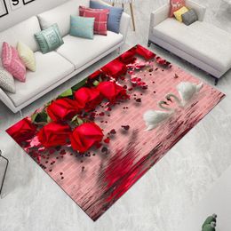 Carpets 3D Flower Painting Living Room Bedroom Rug Sofa Coffee Table Mat Yoga Pad Blue Mediterranean Style Antiskid