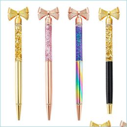 Ballpoint Pens New Ballpoint Pens Office Stationery Creative Gold Powder Butterfly Pen Advertising Fashion Metal Writing Supplies Dro Dhk7Q