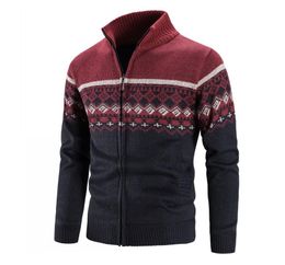 Men Sweaters Casual Sweatshirt Jacquard Zip Polo Sweater Cardigan Jacket Winter Mock Neck Sweater Pullover Mens Clothes