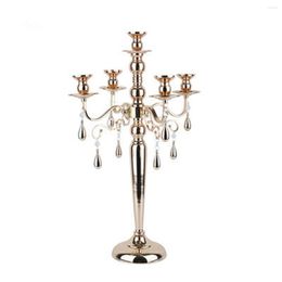 Party Decoration Tall High Quality European Style Gold Metal Crystal Top Centrepiece For Wedding Stand 1203