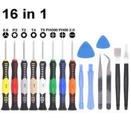 New 16 in 1 Opening Tools Kit Screwdrivers Set For iPhone 7 8 11 12 X Samsung Huawei Mi Tweezers DIY Repair Tool Wholesale