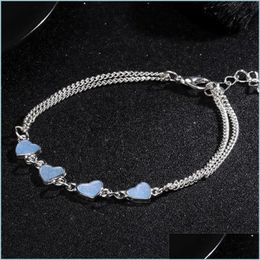 Anklets Luminous Heart Tassel Foot Chain Sier Glow In The Dark Anklet Yoga Dancing Feet Bracelet Ankle Bracelets 242 T2 Drop Delivery Dhwru