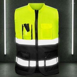 Motorcycle Apparel MXLF Multi-pockets High Visibility Zipper Front Safety Vest With Reflective Strips Bicycle And Riding Multipurpose