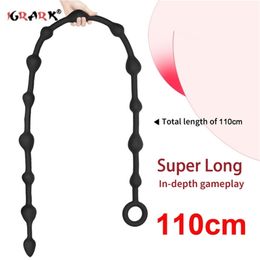 Anal Toys 110cm Super Long Silicone Huge Anal Plug Beads Butt Plug Backyard Masturbation Prostate Massager Adult 18 Sex Toys For Woman Men 220914